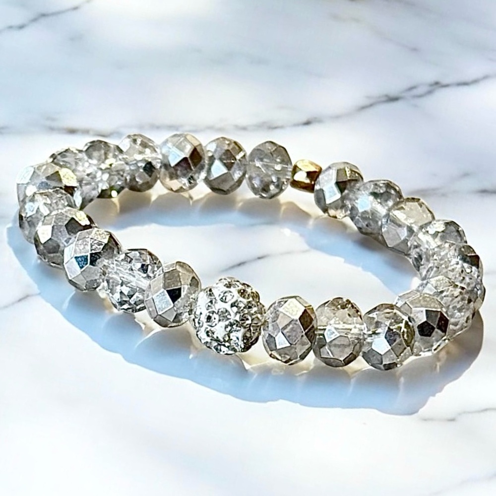 Hand Crafted Austrian Crystal Silver Beaded Bracelet